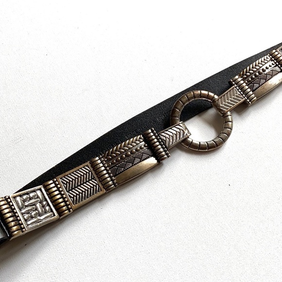 VTG Chico’s black boho belt & silver buckle, Sz L - Picture 5 of 6